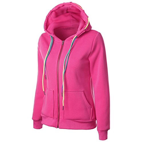 Clearance Sale! Women Hoodies Coat,Canserin Women's Fashion Full Zip Fleece Hooded Sweatshirt Jacket With Pocket (XXL, Pink)