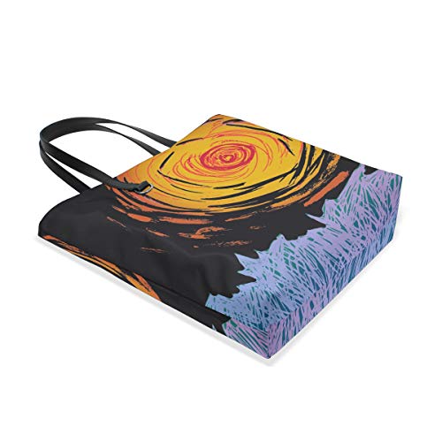 LEEZONE Women Tote Bag Shoulder Bag Double sides fashion Handbag-Flamingo Trees Printing (Fantasy Sky)