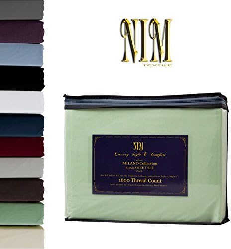 NIM Textile Luxury 1600 TC Softness Deep Pocket 4pc Bed Sheet Sets MILANO Collection - Pastel Green, Full