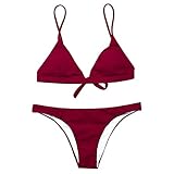 Stripsky Padded Bikini Swimsuit for Women(WineRed-L)