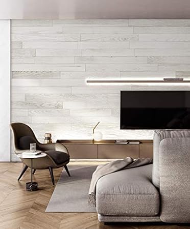 Amazon Com Naturaplank Peel And Stick Real Wood Wall Panels With 3m Adhesive Tape Antique White 16 25 Sq F Box Easy Diy Application Home Improvement