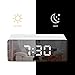 Mirror Alarm Clocks，Electronic led Alarm Clocks with Date Temperature Portable Smart Mirror Clock with USB Charger for Bedroom Office & Travel