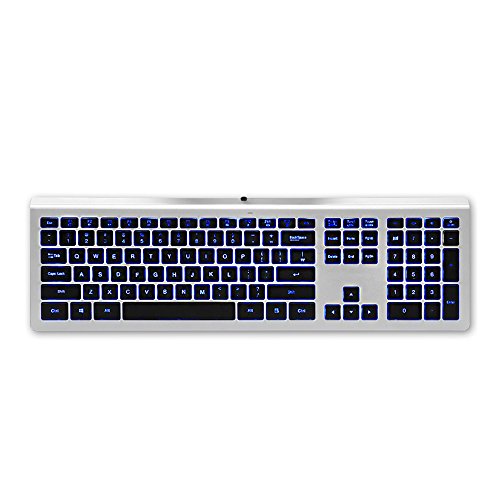 Hi-azul Wired Keyboard with 7 Colors Backlight Ergonomics Ultra Slim Keyboard with Chocolate Scissor-feet Key Caps for Desktop Computer and PC (for Windows)
