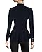 Women Double Notch Lapel Office Blazer JK43864 1073T Navy Large