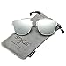 SOJOS Classic Square Metal Frame Sunglasses for Women Men Flat Mirrored Lens SJ1008