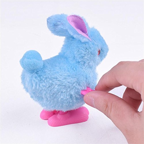 Leewa Gift ! Pluh Bunny Toys Infant Child Stuffed Toys Hopping Wind Up Collect Easter Gift (9x6x7CM, Rabbit Toy-Random Color)