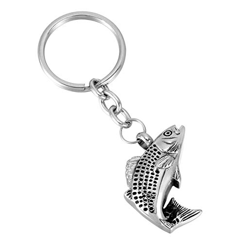 Norya Stainless Steel Fresh Water Fish Charm Cremation Urn Keychain Keepsake Memorial Ashes Keyring