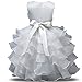 NNJXD Girl Dress Kids Ruffles Lace Party Wedding Dresses Size (130) 5-6 Years Flower White