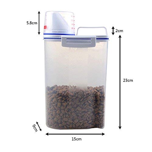 THINKPRICE Pet Food Container Dog Cat Food Storage Containers Pet Dry Food Dispenser Graduated Cup Seal Buckles Dogs Cats