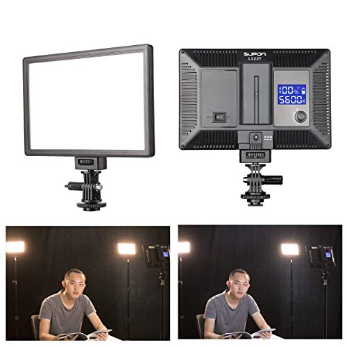 SUPON LED-L122T RA CRI95 Super Slim LCD Display Lighting Panel,Portable Dimmable 3300K-5600K LED Video Light Compatible for Canon,Nikon,Pentax,Fuji,Sony,Olympus DSLR Cameras,DV Camcorder