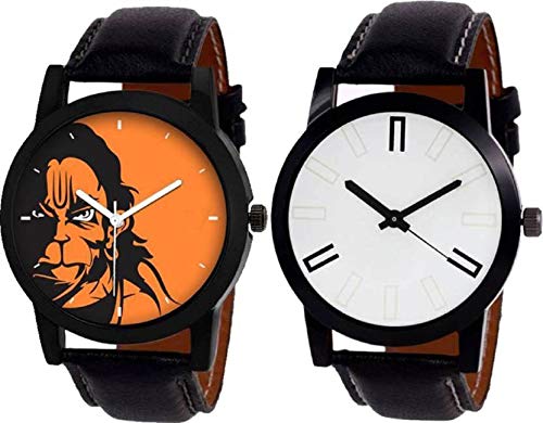 Blue &White Color Dial Mahadev Watches for Boys & Men (Pack of 2 God-BR-84)