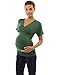 PattyBoutik Mama V Neck Empire Waist Short Sleeve Maternity Top (Green M)