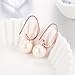 14K Rose Gold Plated Pearl Drop Earrings for Women Girls Pearl Earrings, with BuycitKy PU Jewelry Pouch