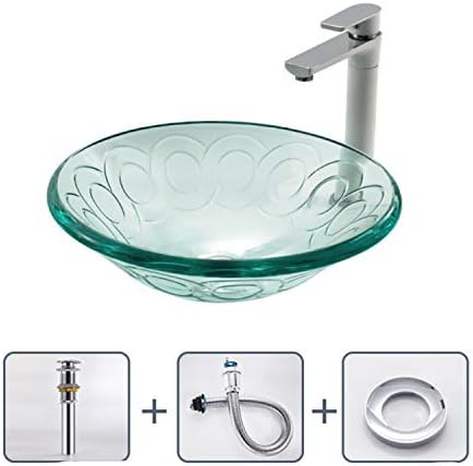 BIANJESUS Bowl Basin Bathroom Home Hotel Lavatory Art Tempered GlassGlass Transparent Round Vessel Sink Artistic 460mm E
