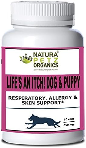 Natura Petz Organics Life's An Itch! Respiratory, Allergy &amp; Skin Support for Dogs, 90 Capsule Count