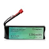 7.4V 30C 5200mAh 2S Lipo Battery, Batteriol RC Battery with Deans-T Plug for RC Car Truck Airplane Helicopter FPV Boat Drone Crawlers RC Vehicles