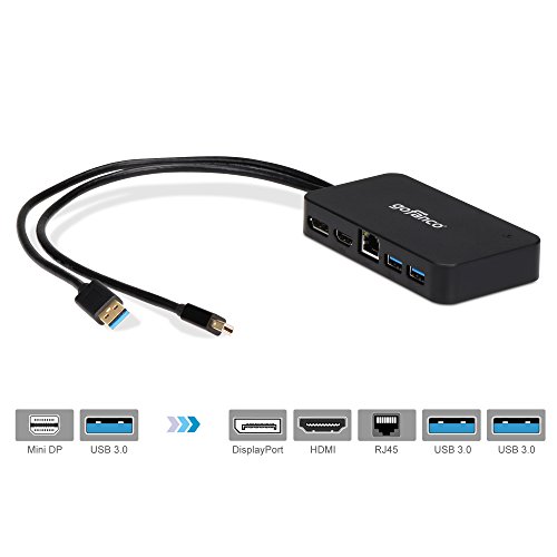 gofanco Mini DisplayPort(Thunderbolt 2) Video Dock/Docking Station with HDMI or DisplayPort, USB 3.0 and Gigabit Ethernet for Surface Pro, MacBook and PC - Thunderbolt 2 to DP or HDMI Adapter Hub