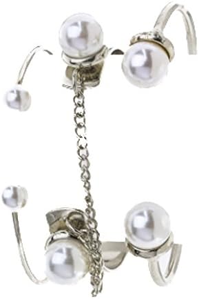 WOMENS FASHION JEWELRY-Mix Faux Pearl Bangles Set-SILVER TONE