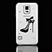 Diamond Crystal Black High-heeled Shoes Bling Transparent Case Cover for Samsung Galaxy S5 i9600 Match flower hanger