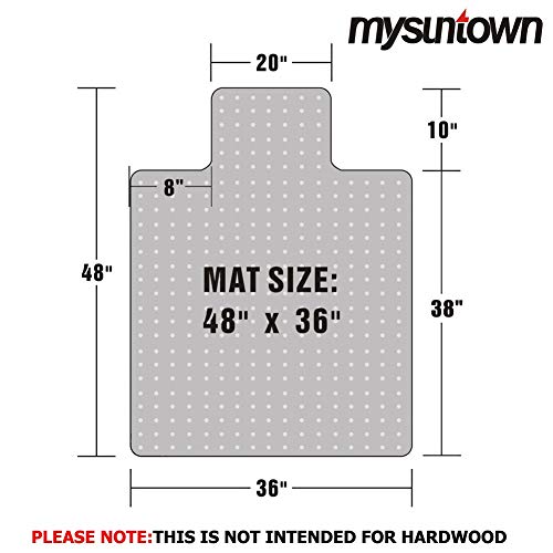 Mysuntown Chair Mat for Carpet, 36'' x 48'' Office Home Mats for Low and Medium Carpeted Floor Transparent Floor Mat with Lip