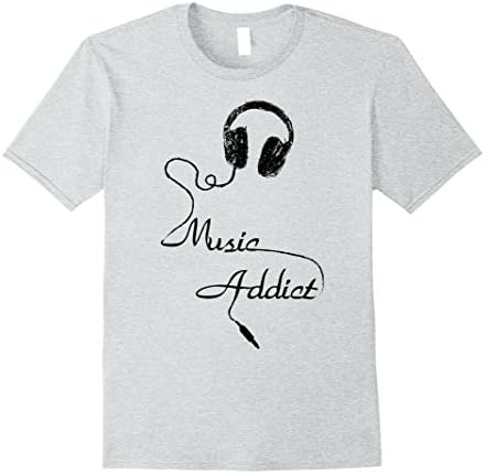 Mens Music Addict T-shirt Cool Music Lover Musician Shirt Medium Heather Grey