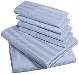 American Pillowcase - Luxury Queen Size Bed Striped Sheet Set - 100% Egyptian Cotton, 540 Thread Count - Deep Pocket With Wrinkle Guard (Color: Light Blue)
