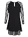 Leadingstar Women Long Sleeve Lace Patchwork Loose Casual Mini Chiffon Dress