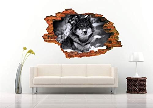 3D Sea Pretty Wolf on The Snow Wall Decal Vinyl Sticker Decor for Home Bedroom Children