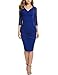 ANGVNS Women's V Neck Floral Lace Fitted Cocktail Evening Pencil Dress