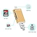 SD TF Card Reader with Lightning Micro USB OTG Connector, IVYOCK External Storage Memory Expansion Max Support 128G for IOS iPhone iPad Android Mac PC [Gold]-No For USB C Device