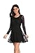 Argstar Women's Scoop Neck Sheer Long Sleeves Floral Lace Dress Black