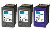 HouseOfToners 3pk HP 56 (C6656AN) Black & HP 57 (C6657AN) Color Replacement Ink Cartridges (Remanufactured in the USA)