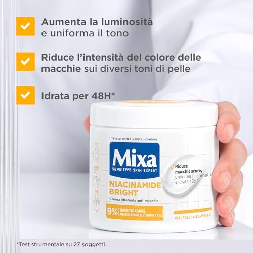 Crema Idratante Anti-Macchie, Per Pelle Secca e Spenta, Pelle Idratata per 48H, Incarnato Luminoso e Uniforme, Con il 9% di Niacinamide, Vitamina C e Burro di Karité, Niacinamide Bright, 400 ml