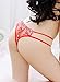 Sexyangels Womens Open Crotch Underwear Thongs Lace G-Strings Sexy Panties, Red Embroidering, One Size