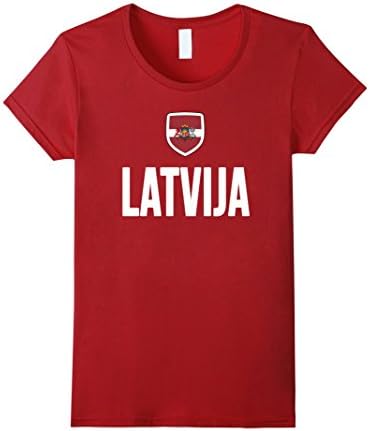 Women's LATVIJA T-shirt Latvian Pride Latvia Flag Soccer Football Medium Cranberry