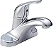 Delta Faucet Foundations Centerset Bathroom Faucet, Chrome 1-Handle Bathroom Faucet, Delta Bathroom Sink Faucet, Metal Push-Pop Drain Assembly, Chrome B510LF