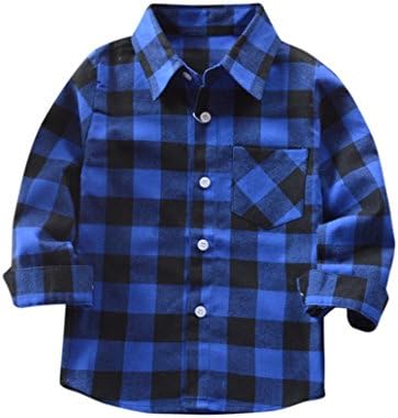 Little Kids Plaid Top, TRENDINAO Boys Girls Long Sleeve Checks T-Shirt Clothes