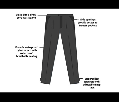 Brite Safety Style 5485 Black Rain Pants Made With Durable Waterproof Windproof Breathable Nylon Oxford Fabric - Comfortable Pants With Side Openings, Elastic Waistband And Adjustable Cuffs (XL-Long) - Thumbnail 3