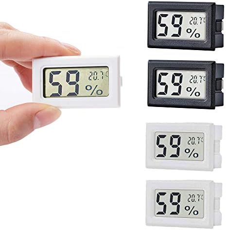 4 Pack Mini Digital Hygrometer Thermometer LCD Display Gauge for Humidors Cellar Car Greenhouse Babyroom Greenhouse(Black&White)