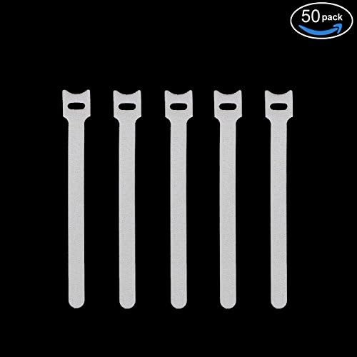 Spofit 50Pcs Cable Straps Hook Loop Self Gripping Reusable Cable Ties (7 Inch, White)