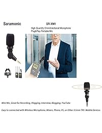 Saramonic SR-XM1 0.138 en TRS Micrófono omnidireccional Micrófono Plug and Play compatible con cámaras DSLR CamMixer SmartMixer LavMic SmartRig + y sistemas de micrófono inalámbrico UWMIC9 10 15
