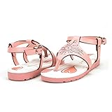 DREAM PAIRS Serena C BOBO-1 Girl's Summer Rhinestones Thong Ankle Strap Flat Sandals
