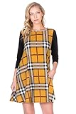 Women's 3/4 Sleeve Print Side Pocket A-Line Comfy Casual Tunic Dress
