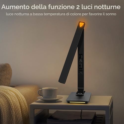 LED Desk Lamp with Wireless Charging - Table Lamp with 10 W Charger, USB Charging Port, Rotating Folding Desk Lamp, Dimmable 5 Levels Touch, 3 Modes