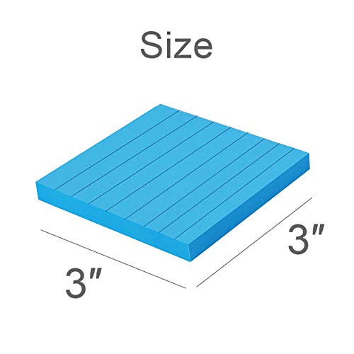 (8 Pack) Lined Sticky Notes 3x3 in Bright Ruled Post Stickies Colorful Super Sticking Power Memo Pads Strong Adhesive, 8 Pads/Pack, 82 Sheets/pad