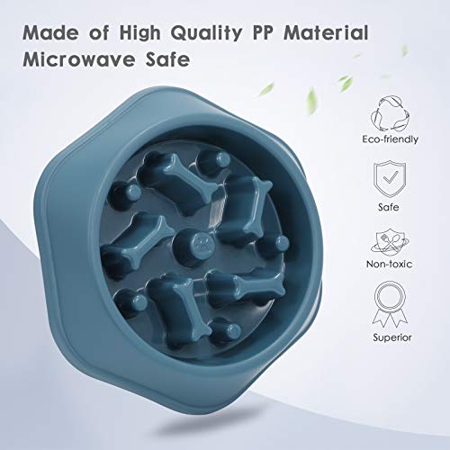 KASBAH Slow Feeder Dog Bowl, Puzzle Dog Food Bowl Anti-Gulping Interactive Dog Bowl and Water Dog Bowl for Small/Medium Sized Dogs, Blue, 1.5 Cups/ 12 Oz