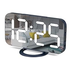 Digital Alarm Clock, Large Mirrored LED