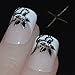 False Nails Bling Art French Fake Matte Gel Glitter Polished Squoval 24 Acrylic Medium Tips Glue (White, Black)