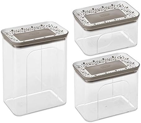 キッチンキャニスター3点セット イタリア製 積み重ね可能な食品保存容器 蓋付き 気密 Bpaフリー 透明キャニスターセット キッチンカウンターやパントリー用 乾式 濡れた食品用アクリルジャー