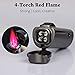 CIGARISM Black 4 Torch Red Jet Flame Cigar Lighter W/Cigar Punch Adjuster